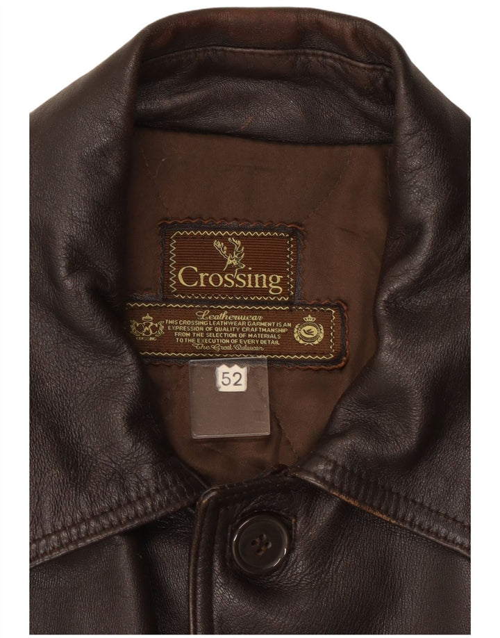 Chaqueta de cuero vintage para hombre IT 52 XL cuero marrón