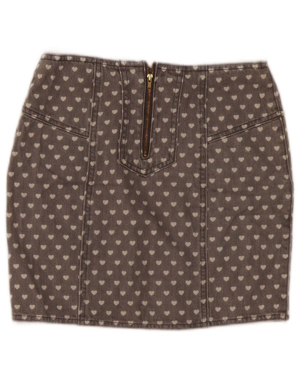 Topshop Minifalda vaquera para mujer UK 8 Small W28 Corazón de algodón gris