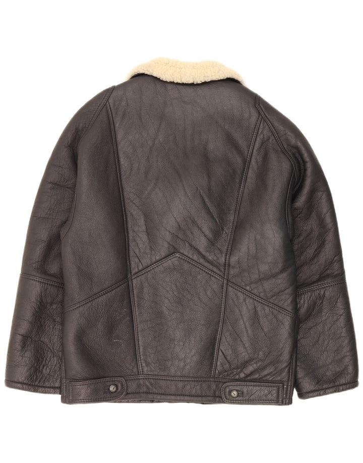 Pierre Cardin Chaqueta de piel de oveja para hombre IT 48 Cuero negro mediano