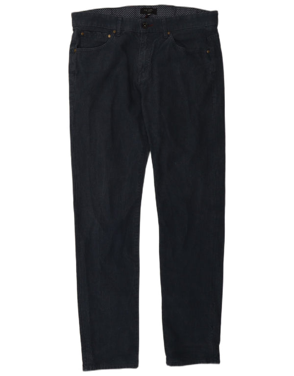 Ted Baker Pantalones informales ajustados para hombre W32 L30 Algodón en espiga azul marino