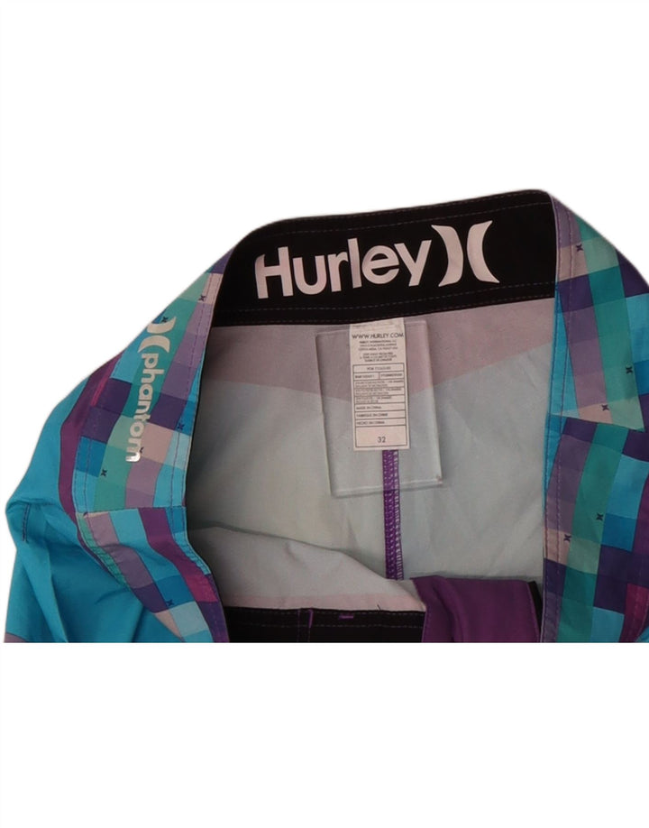 HURLEY Mens Phantom Graphic Swimming Shorts Medium  Multicoloured Check Vintage Hurley and Second-Hand Hurley from Messina Hembry 