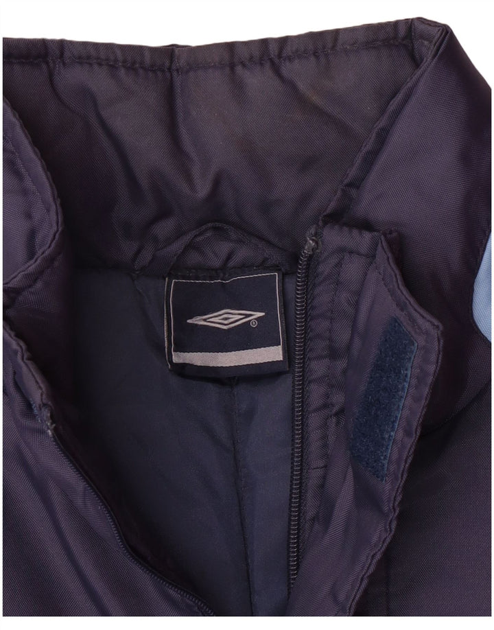 UMBRO Abrigo acolchado con capucha para hombre UK 38 Medium Azul marino Colorblock Nylon