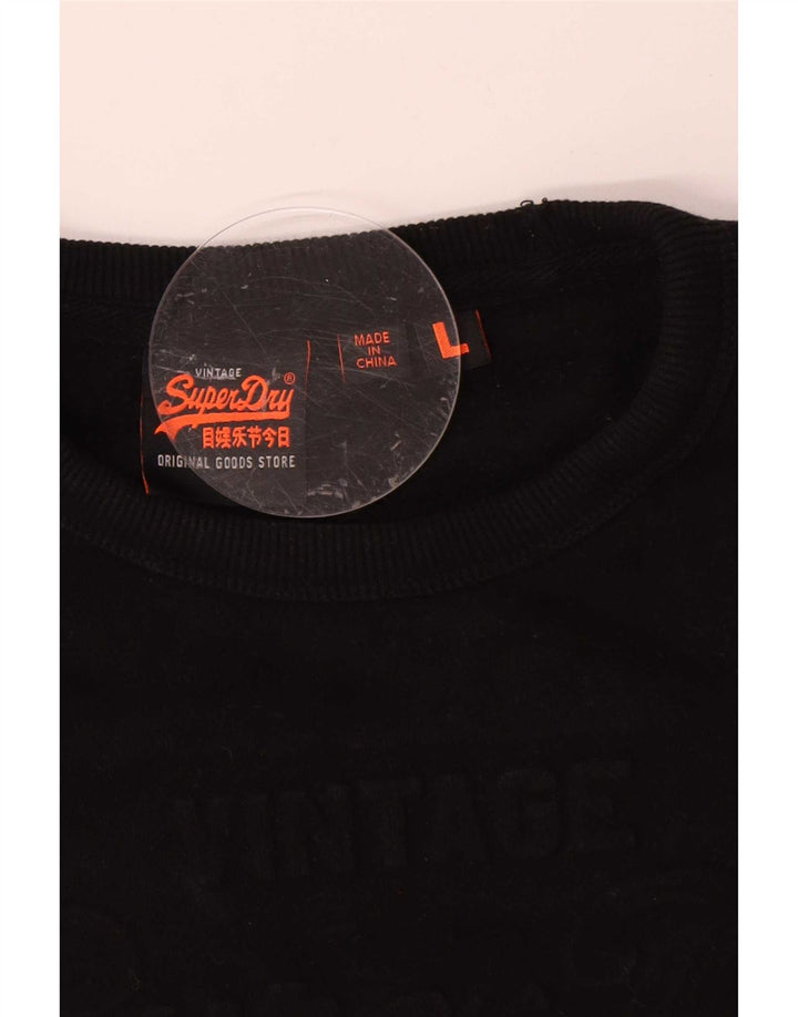 Superdry Hombre Sudadera Jumper Grande Algodón Negro