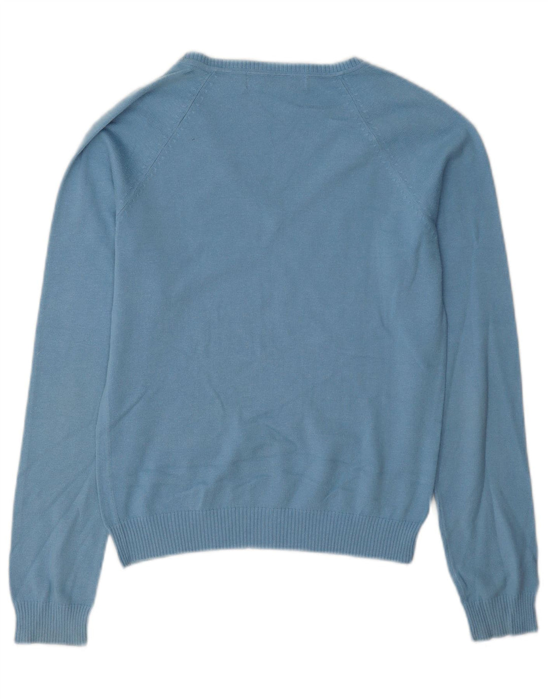 Zara - Jersey con cuello en V para mujer, talla 40, algodón azul medio