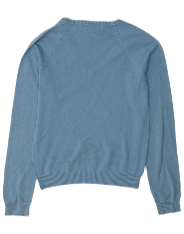 Zara - Jersey con cuello en V para mujer, talla 40, algodón azul medio