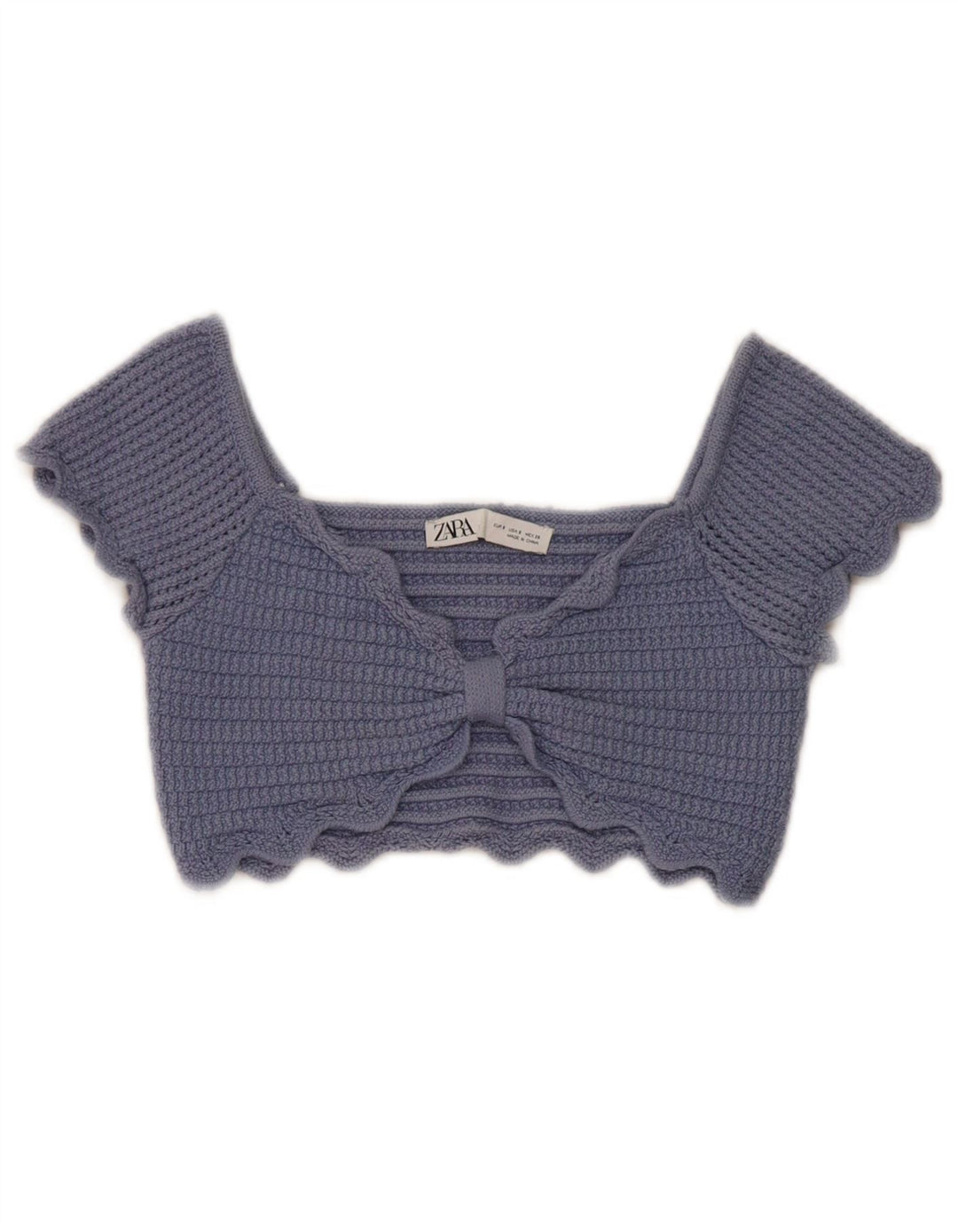 Zara Mujer Crop Top De Punto Reino Unido 8 Pequeño Azul