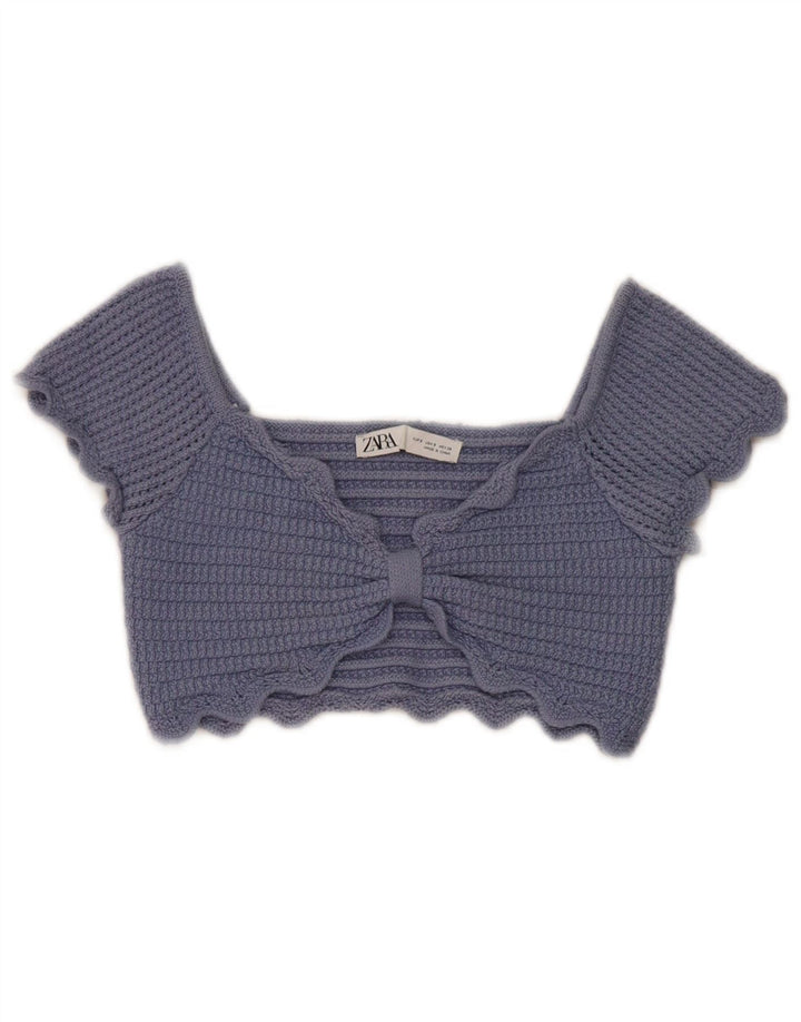 Zara Mujer Crop Top De Punto Reino Unido 8 Pequeño Azul