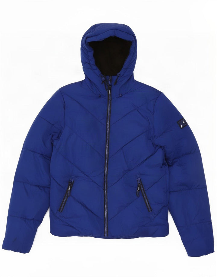 Superdry Chaqueta acolchada con capucha para hombre ES 38 Poliéster azul medio