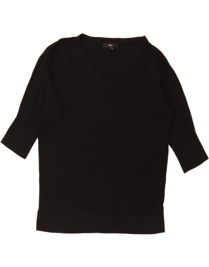 MOSSIMO Womens 3/4 Sleeve V-Neck Jumper Sweater UK 14 Medium Black Vintage Mossimo and Second-Hand Mossimo from Messina Hembry 