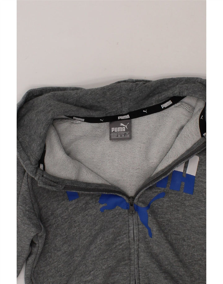 PUMA Boys Graphic Zip Hoodie Sweater 2-3 Years Grey Vintage Puma and Second-Hand Puma from Messina Hembry 
