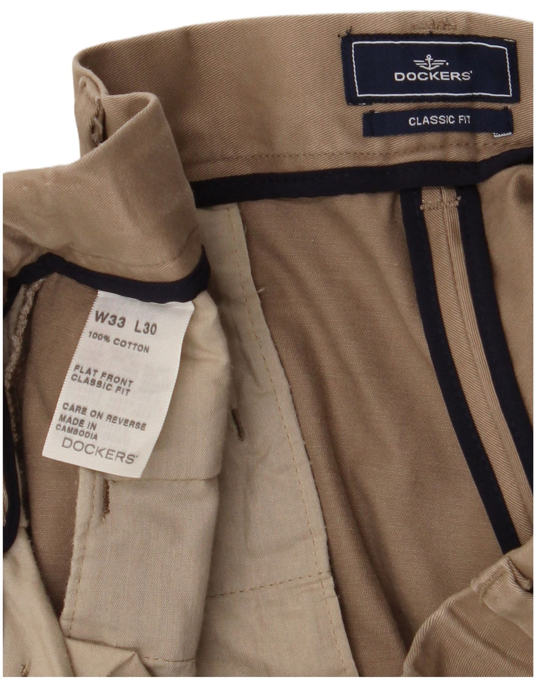 DOCKERS Pantalones chinos rectos de corte clásico para hombre W33 L30 Algodón beige
