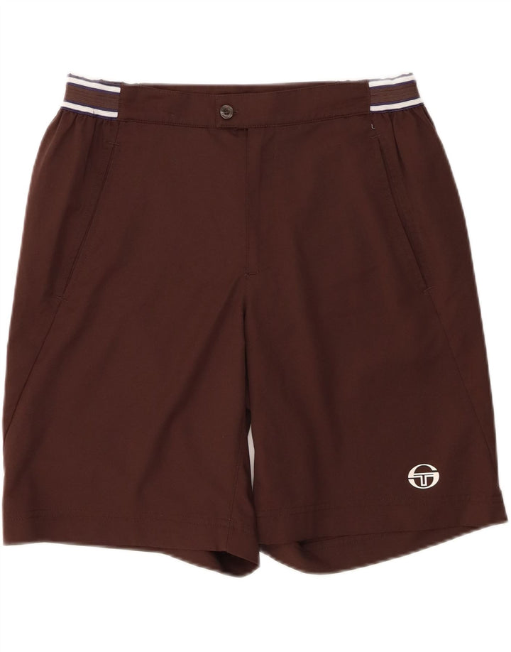 Sergio Tacchini Pantalones cortos casuales para hombre mediano W32 poliéster marrón