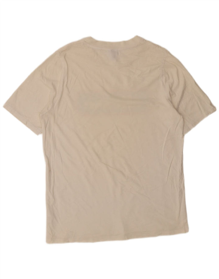 Ellesse Camiseta gráfica para hombre Top pequeño de algodón blanco roto
