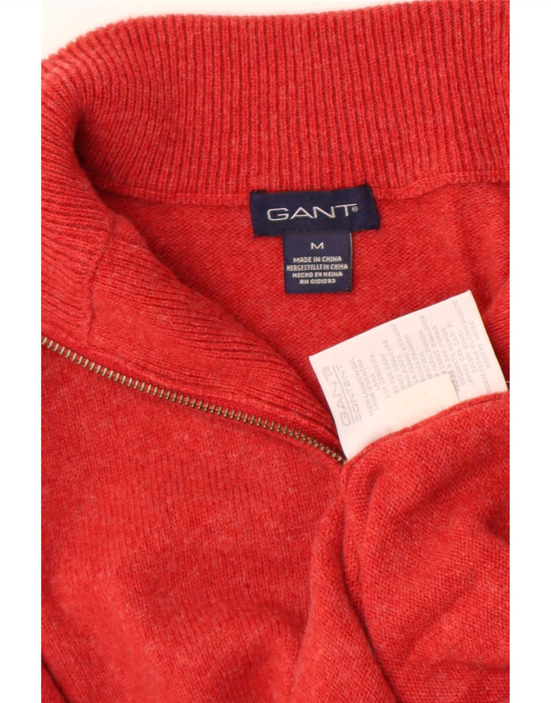 Gant Jersey con cuello y cremallera de lana de cordero rojo medio para hombre