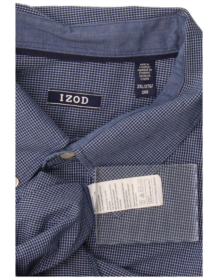 Izod Camisa holgada para hombre 2XL Algodón a cuadros azul clásico