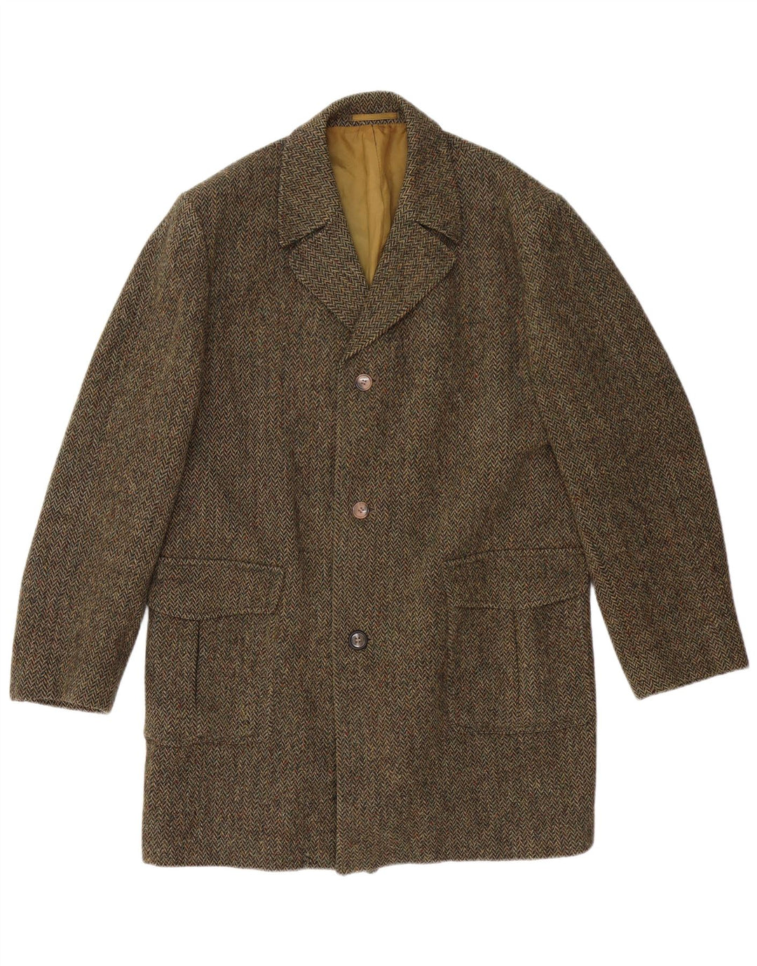 DUNN &CO Abrigo para hombre UK 40 Large Khaki Herringbone
