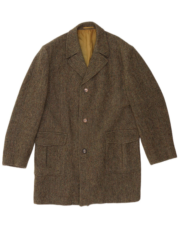 DUNN &CO Abrigo para hombre UK 40 Large Khaki Herringbone