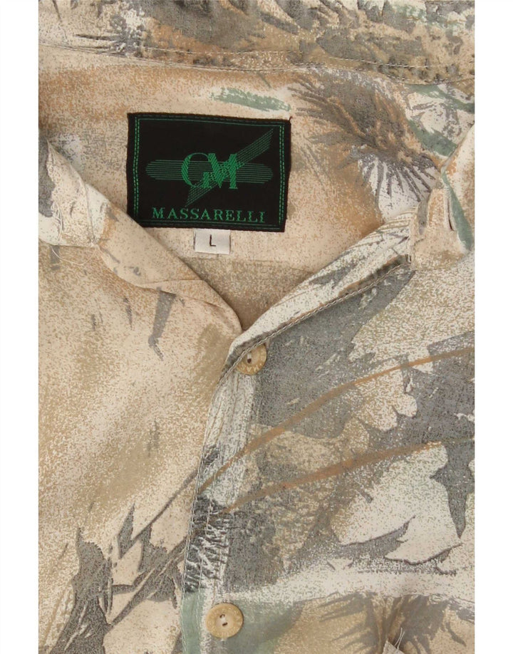 Vintage hombres patrón abstracto camisa grande multicolor