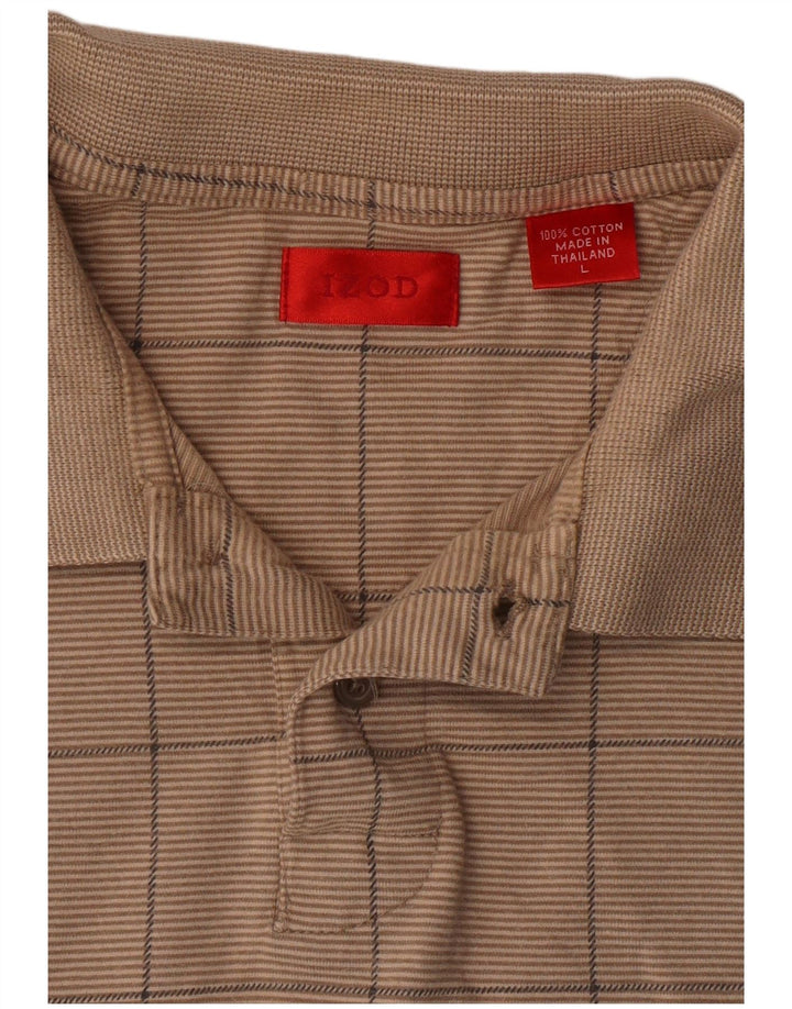 Polo Izod Hombre Algodón Geométrico Beige Grande