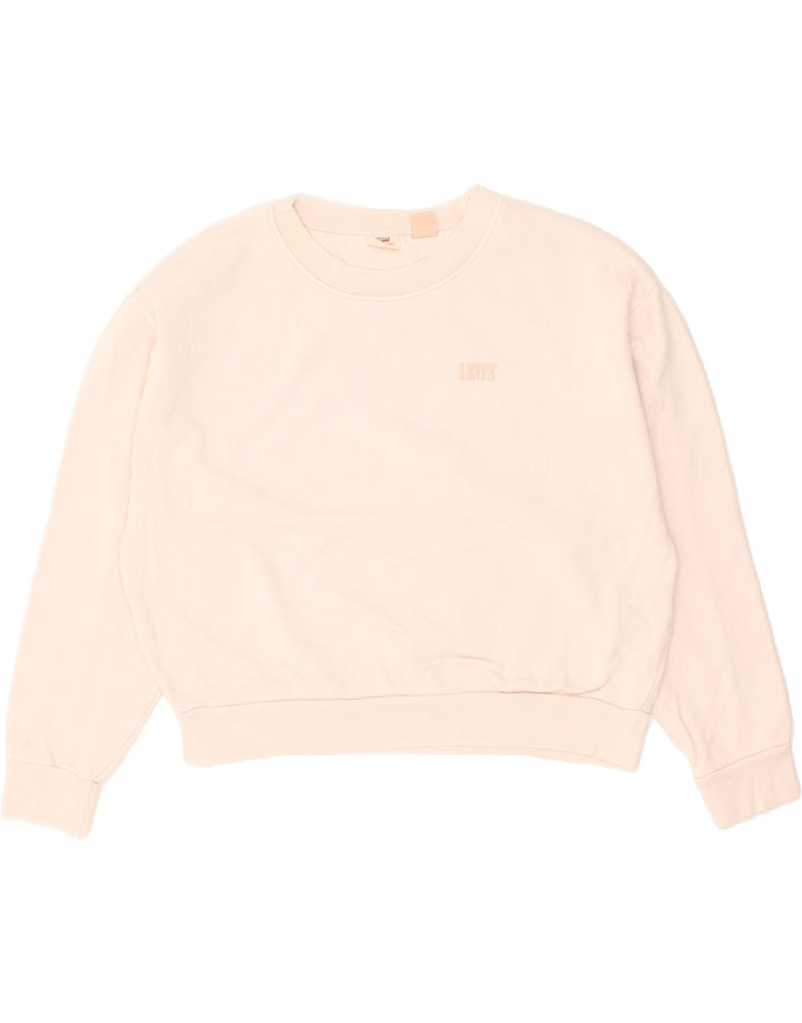 LEVI'S Womens Oversized Sweatshirt Jumper UK 6 XS Pink Cotton Vintage Levi's and Second-Hand Levi's from Messina Hembry 
