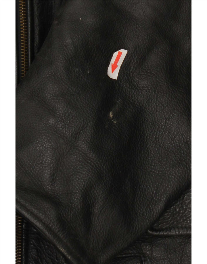 Vintage hombres chaqueta de cuero Reino Unido 36 pequeño negro