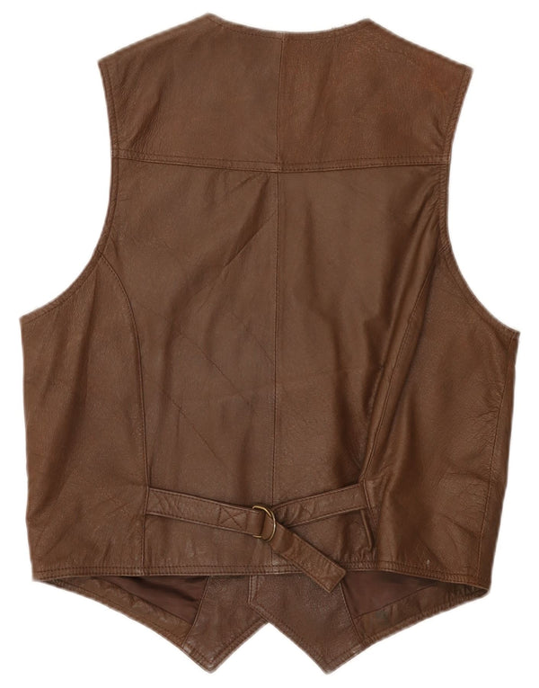John F Gee Chaleco de cuero para hombre EU 44/46 XS Cuero marrón