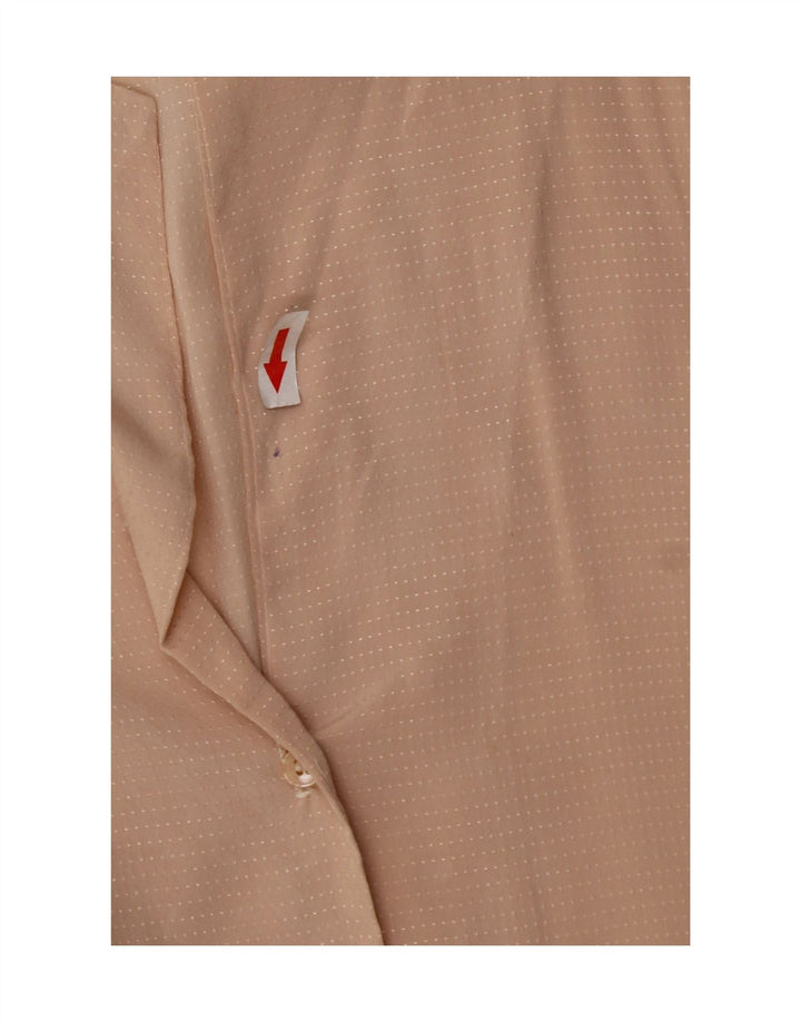 Vintage mujer camisa blusa Reino Unido 14 medio beige manchado
