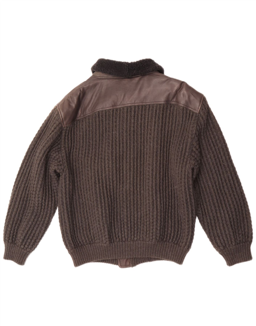 Chaqueta bomber de punto vintage para hombre IT 54/56 XL Lana gris colorblock