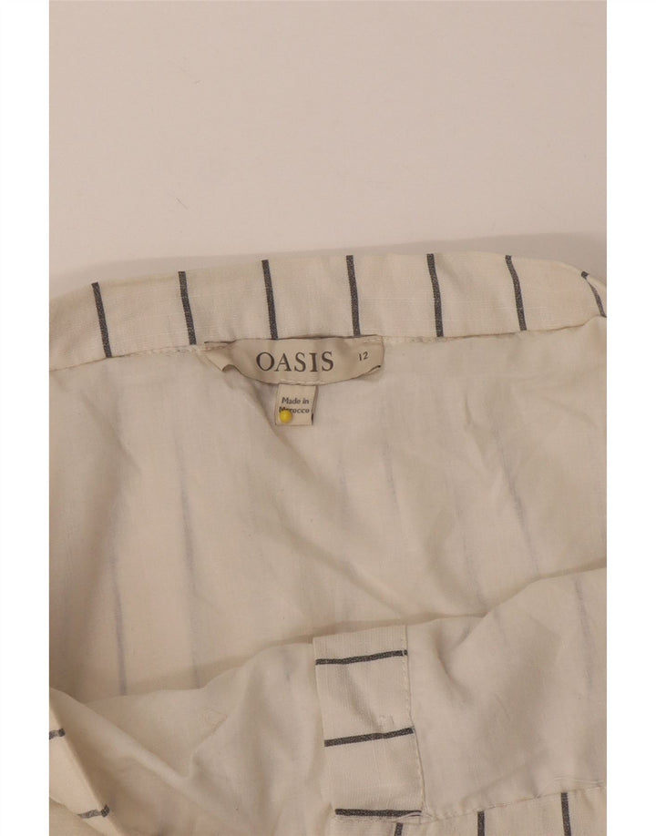 Oasis Falda Acampanada para Mujer UK 12 Medium W28 Rayas Blancas