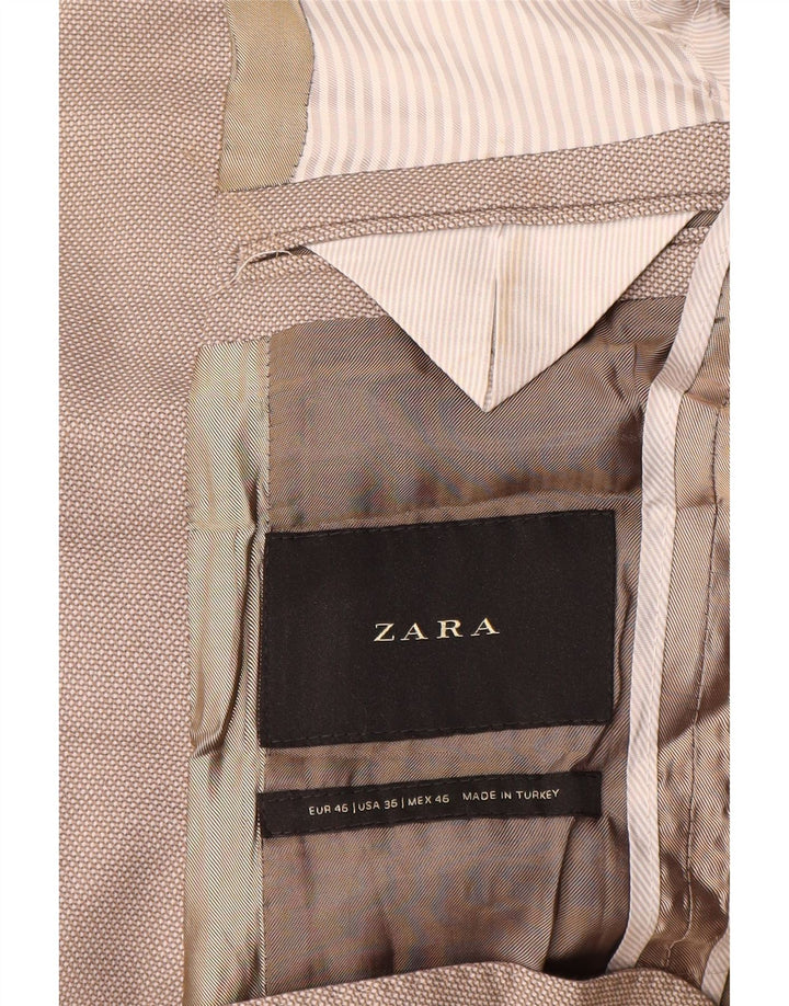 Zara Chaqueta tipo blazer de 2 botones para hombre EU 46 Small Beige Poliéster