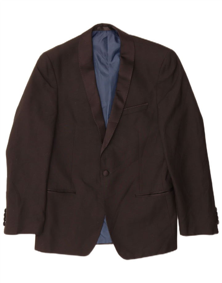 Marks & Spencer Chaqueta tipo blazer con 1 botón para hombre UK 38 Mediano Negro Poliéster