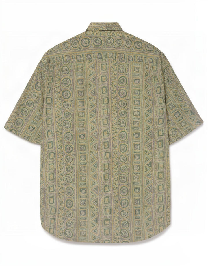 Camisa Rodrigo Hombre Manga Corta Verde Medio Geométrico