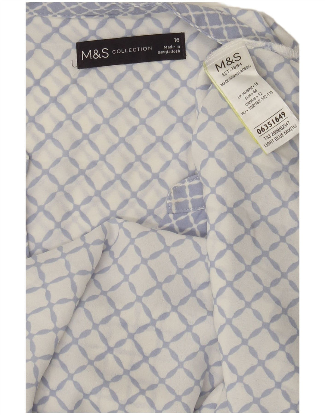 Marks & Spencer Blusa sin mangas para mujer UK 46 Grande Azul Geométrico
