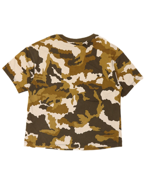 Nike Camiseta gráfica para mujer Top UK 10 Small Khaki Camuflaje Algodón