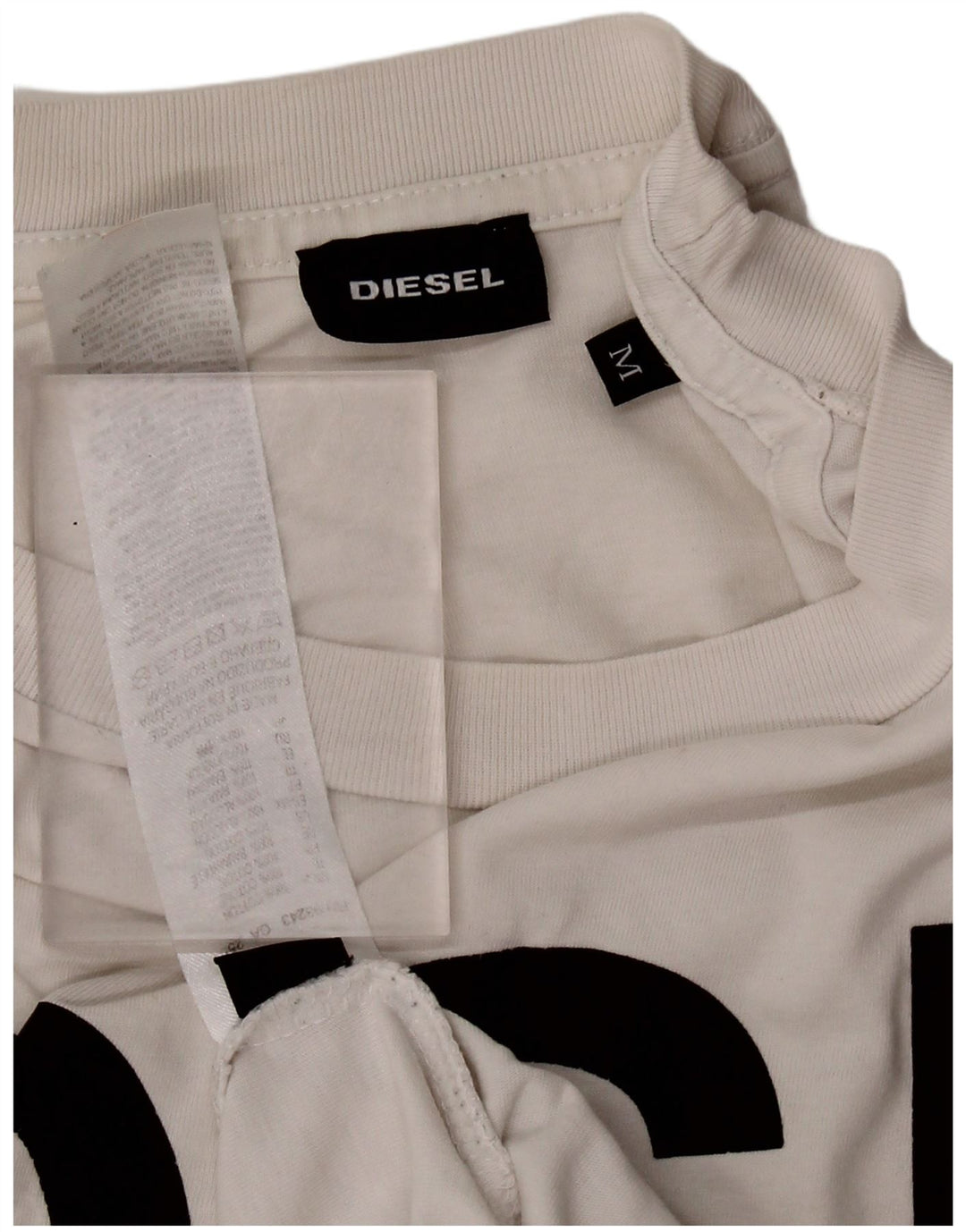 DIESEL Camiseta gráfica para hombre Top Medium White Cotton