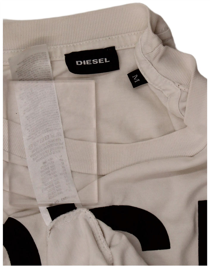 DIESEL Camiseta gráfica para hombre Top Medium White Cotton