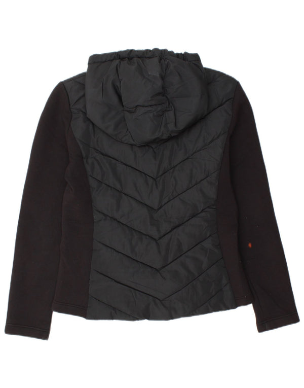 Zara Mujer Chaqueta Acolchada Con Capucha UK 42 Medium Viscosa Color Block Negro