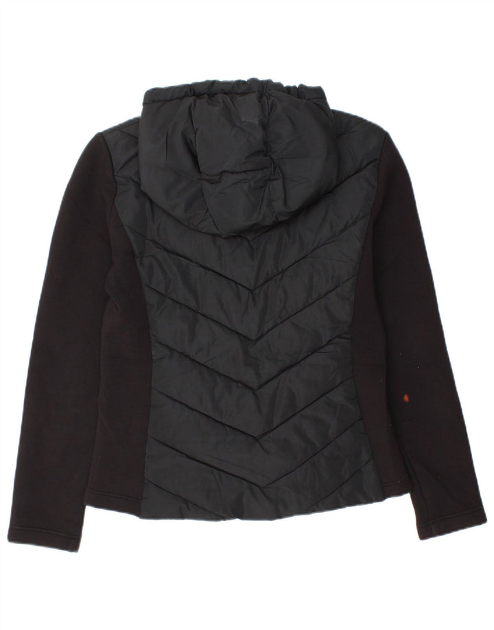 Zara Mujer Chaqueta Acolchada Con Capucha UK 42 Medium Viscosa Color Block Negro