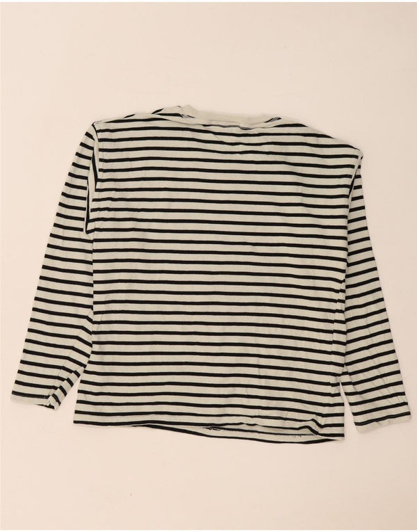 Zara Mujer Top Manga Larga UK 10 Small Blanco Rayas