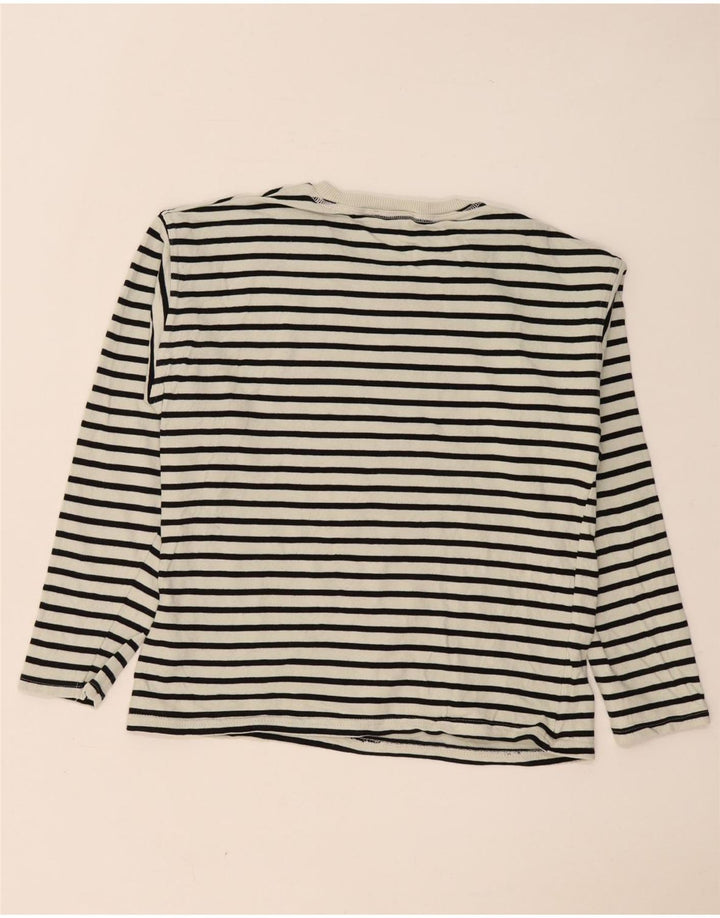Zara Mujer Top Manga Larga UK 10 Small Blanco Rayas