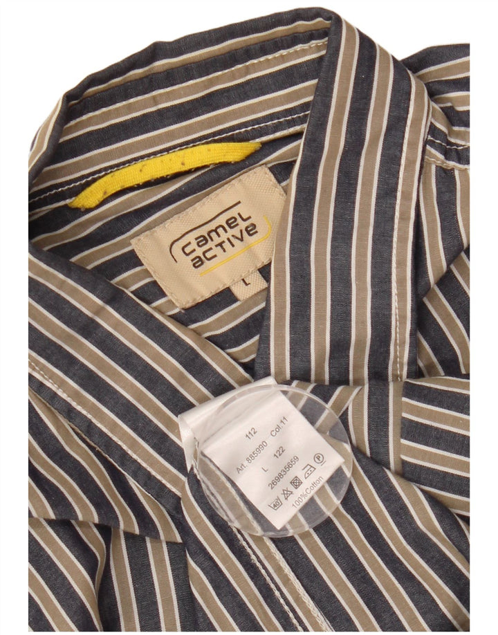 CAMEL ACTIVE Camisa Hombre Grande Azul Marino Rayas Algodón