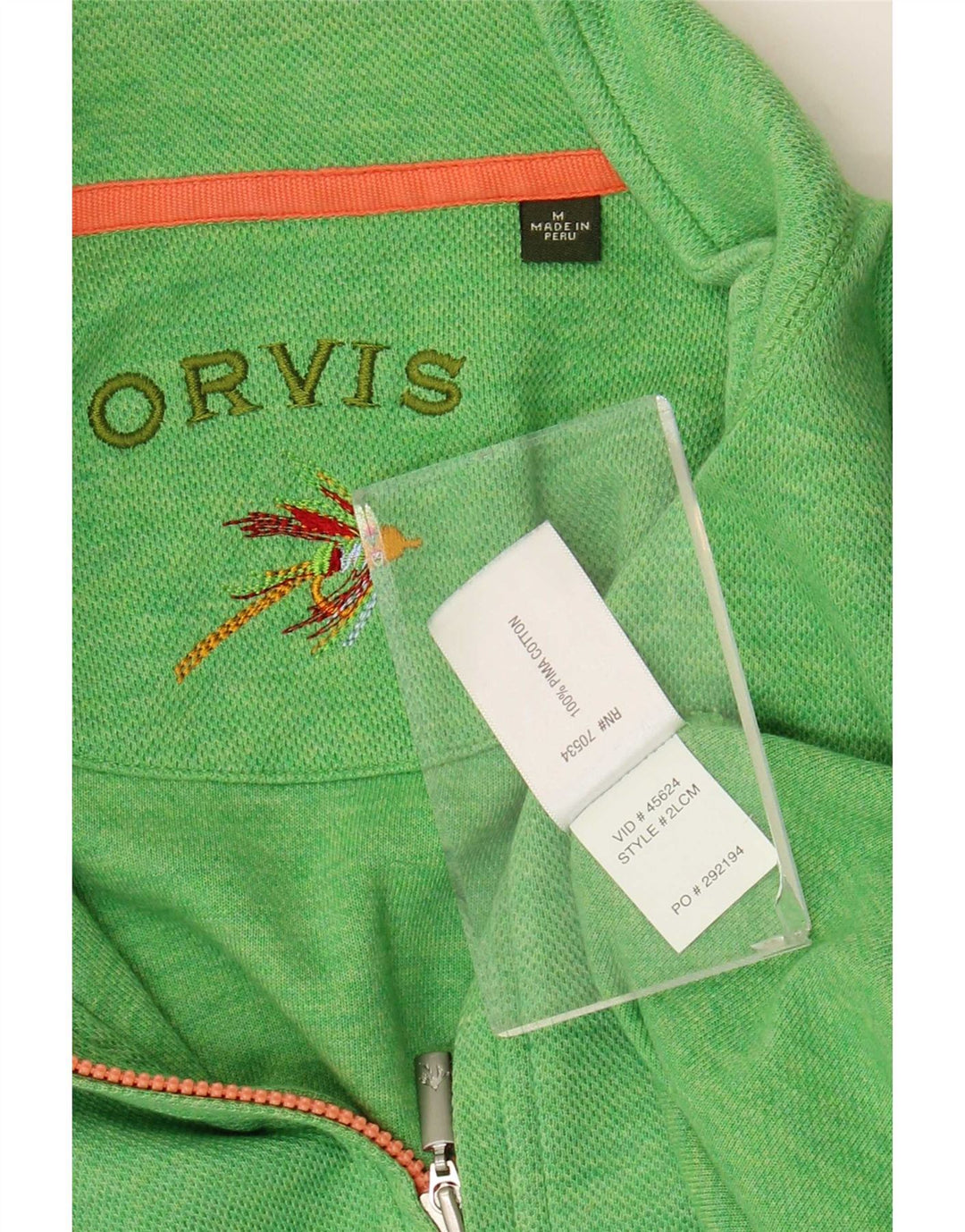 Orvis Hombre Jersey Con Cuello Y Cremallera Jersey De Algodón Verde Medio
