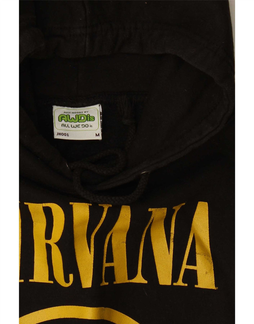Vintage hombres Nirvana gráfico sudadera con capucha jumper medio negro algodón
