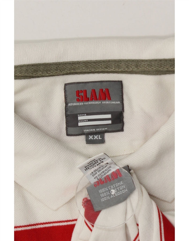 Slam Polo Hombre 2XL Algodón A Rayas Blanco
