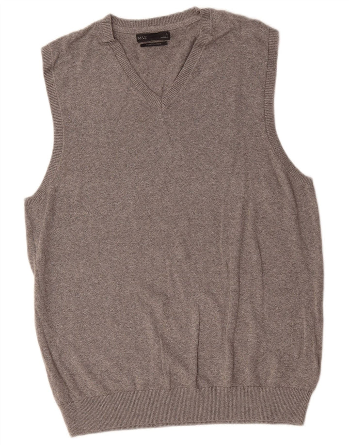 Marks & Spencer - Camiseta sin mangas para hombre, talla grande, algodón gris
