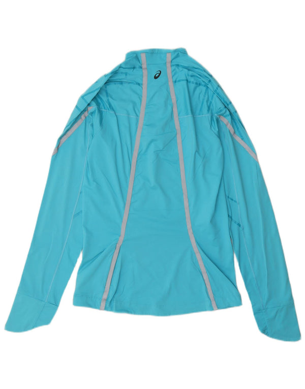 Asics Top de chándal con cremallera y cuello para mujer UK 12 Medium Blue Geométrico