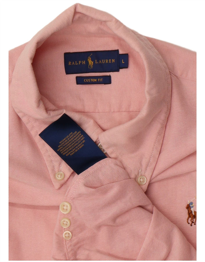 Ralph Lauren - Camisa de ajuste personalizado para hombre (algodón rosa grande)