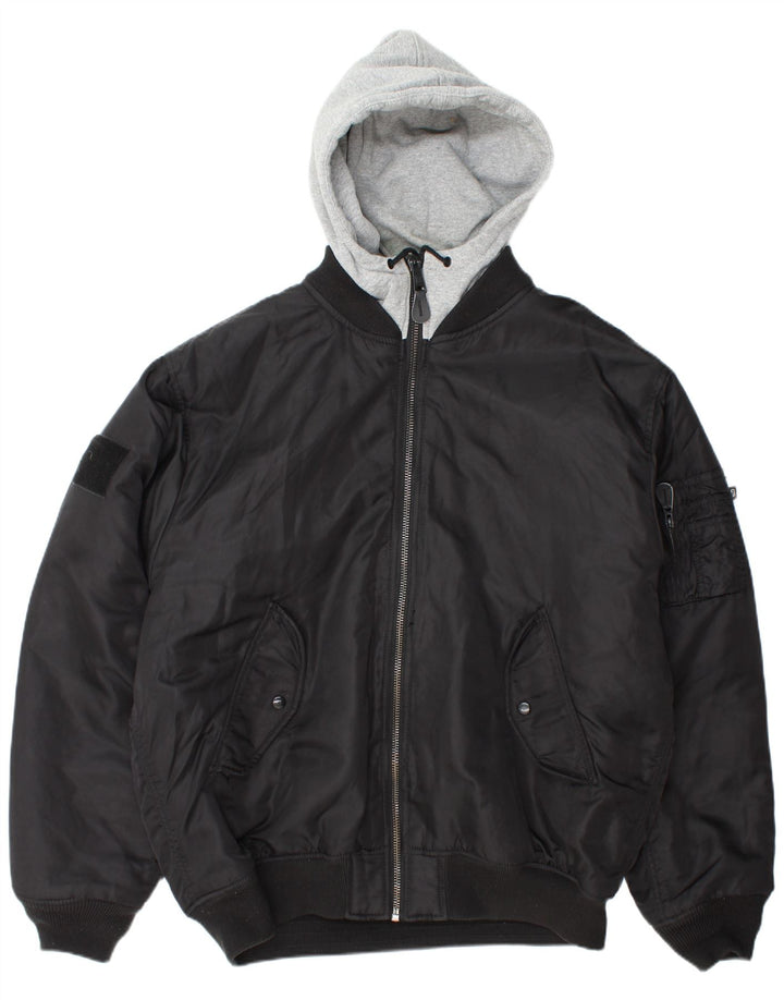 BRANDIT Chaqueta bomber con capucha para hombre UK 46 3XL Nylon negro