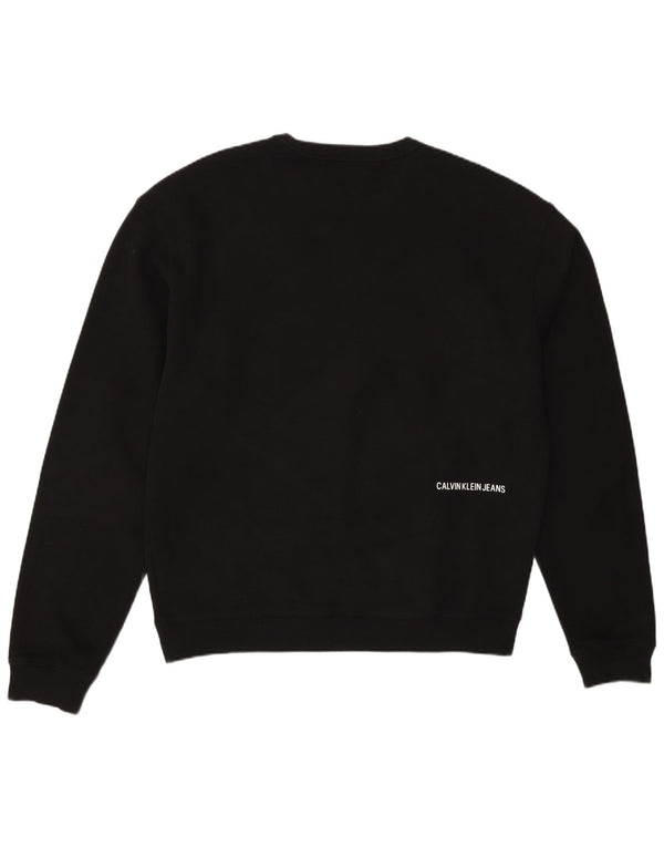 Calvin Klein Jeans Hombre Sudadera Gráfica Jumper Algodón Negro Mediano