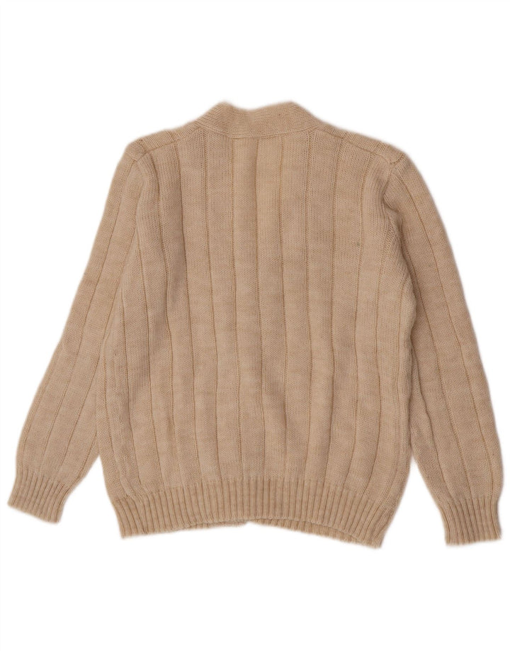 Vintage hombres Cardigan suéter medio beige